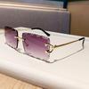Kajia new sunglasses metal frame toothed pattern lenses square rimless glasses men's and women's big-name flat glasses