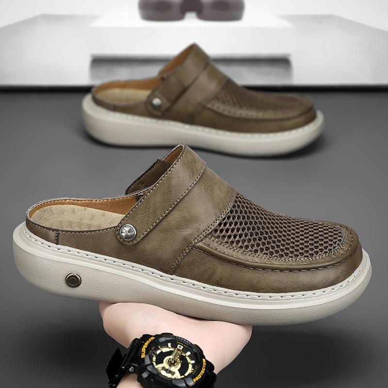 Summer Men Sandals Genuine Leather Mens Casual Shoes Outdoor Men Leather Sandals for Men Beach Shoes Roman Mens Shoes