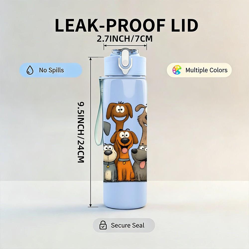 1PC Group Puppy Dogs 750ml Color Plastic Sports Water Bottle Leakproof Flip Straw Lid Suitable for Sports Office Home Use