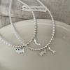 Niche Design Sense Cat Eats Fish Pendant Pearl Necklace Female Simple Personality Versatile Temperament Fashion Neck Chain Collarbone Chain