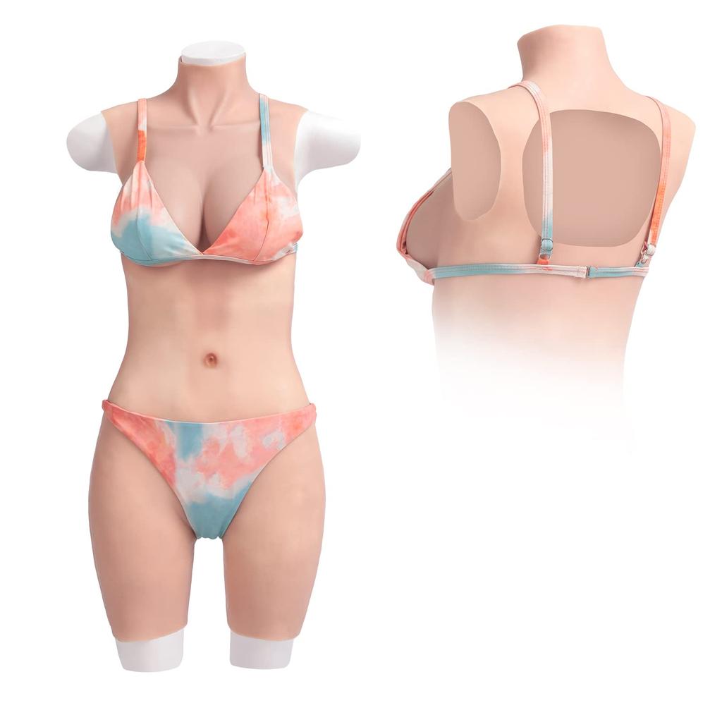 Silicone Bust Bodysuit with Length Silicone Suitable for Artificial Fake Gender Asian Yellow [KUMIHO] Suit, 3/4 Pants, Summer, Breathable, Swimming,