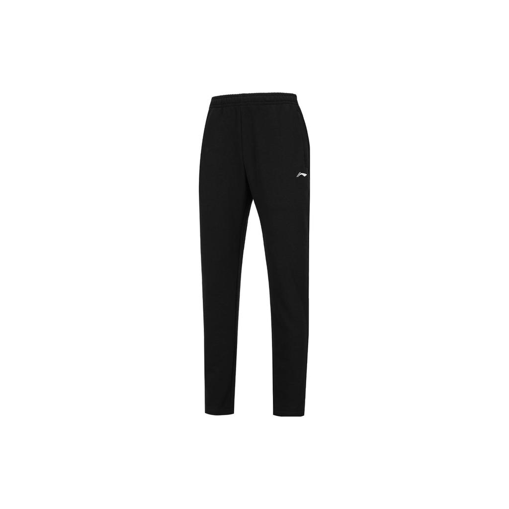 Li Ning Training Series Solid Color Logo Embroidered Straight Leg Knitted Sports Pants Women Pants Black AKLSD50-1