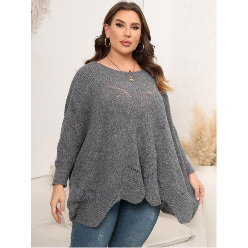 

Женский осенне-зимний свободный топ-накидка с воротником-стойкой Lazy Wind One Word, свитер-пуловер 3XL