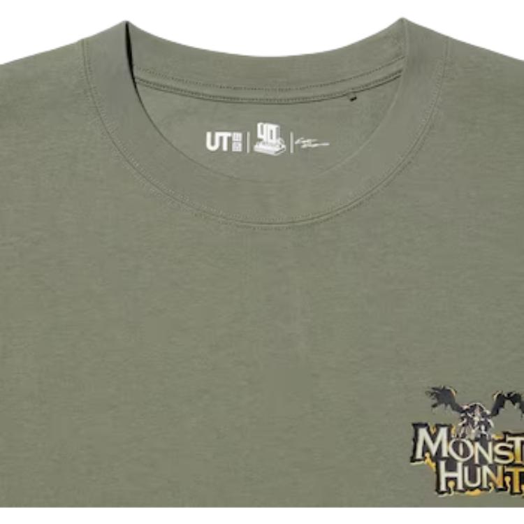 Uniqlo X Kosuke Kawamura X Capcom Collaboration SS24 Monster Hunter Back Print Short Sleeve T-Shirt Unisex T-Shirt Olive 472182-56