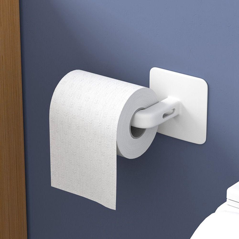 Punch Free Self-adhesive Storage Rack Wall Mounted Tissue Hanger Towel Holder Paper Roll Rack Hook