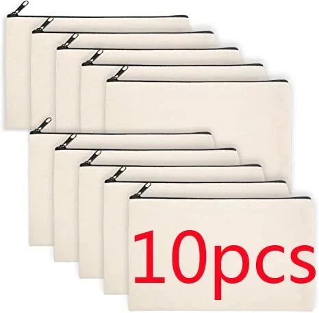 

DIY Blank Canvas Zipper Bags for School Pencil Bag Case Pouch DIY Craft Bag Canvas Makeup Bags Handmade Gift Bag 21x12cm
