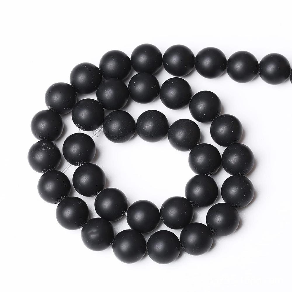 Matte Black Onyx Glass Stone Natural Round Beads 15"Strand Smooth Loose Spacer Beads 4/6/8/10/12mm for Jewelry Making DIY Bracelets Accessories