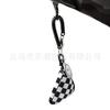 Chessboard earphone bag, key bag, black and white grid mini cute pocket triangular change bag, school bag pendant.