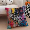 Street Fashion Graffiti Art Patterns Cushion Cover Linen Pillow Case Soft Breathable Protective Couch Room Decoration