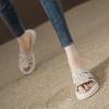 Slippers Women's Summer Wear Retro Woven Roman Style Sandals Summer 2025 New Soft Bottom Casual One-word Slippers