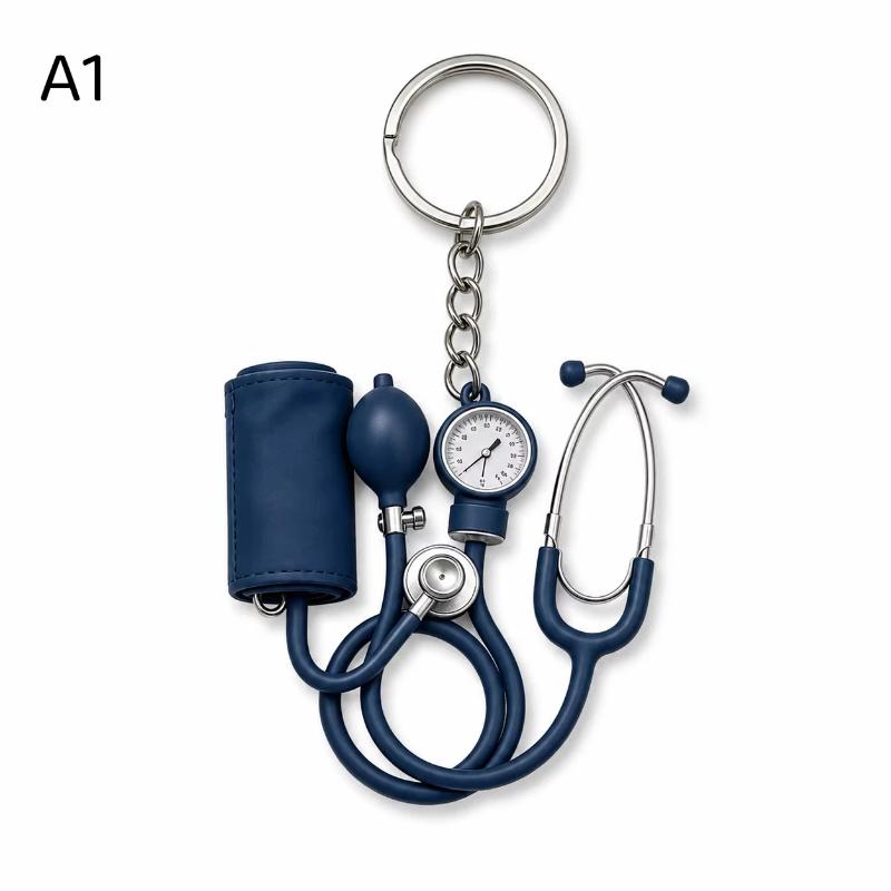 1 szt. Medyczny Urok Pielęgniarki Wisiorek 2D Płaski Doktor Uroczy Różowy Mini Stetoskop Breloczek Prezent Akcesorium Do Kluczy Plecaka A1 white