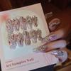 Full Rhinestone Sweet Pink False Nails Ultra-flexible Long Lasting Fake Nails for Shopping Traveling Dating