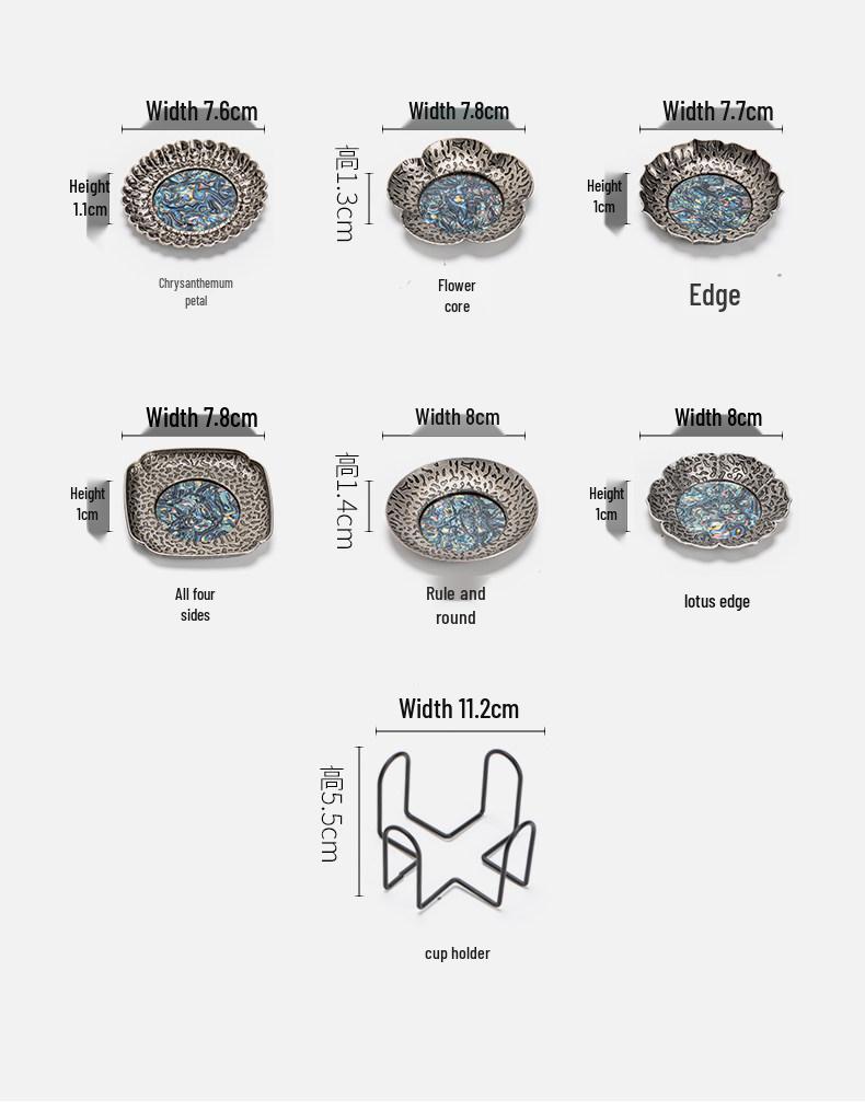 Retro Mother-of-Pearl Coaster Tea Set: Chinese Tea Knife, Anti-Scald Tea Cup Holder, Tea Ceremony Accessories.