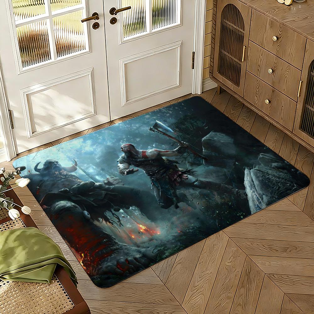 God Game War of Floor Mat Soft Thickened Absorbent Non-Slip Bedroom Living Room Door Mat Home Decor Flannel Rugs