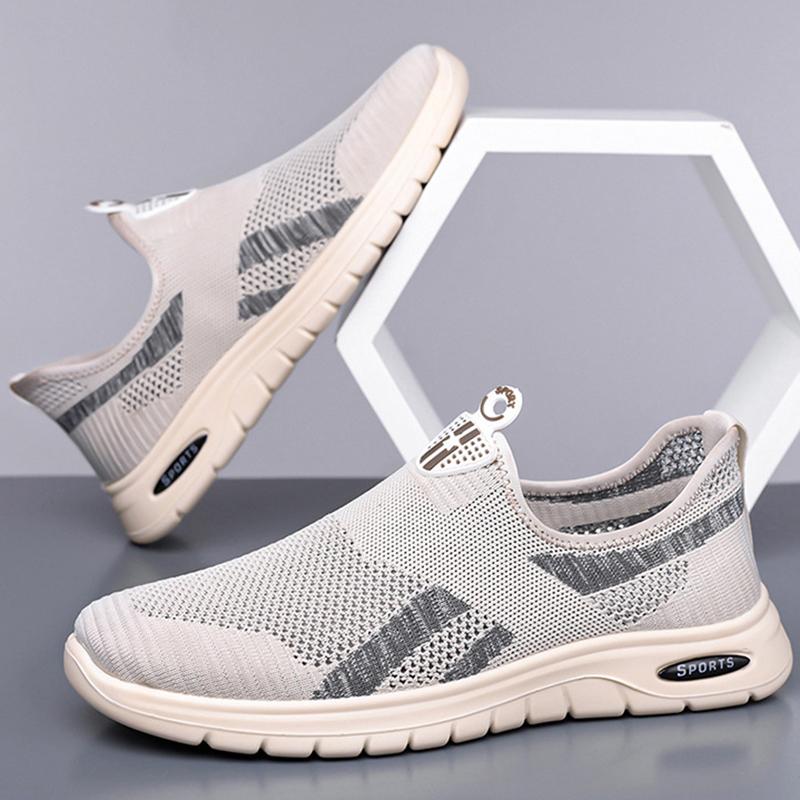 Summer Men Shoes Knitted Mesh Light Breathable Flat Bottomed Loafers Outdoor Casual Board Shoes Socks Men Shoes Vulcanized Shoes
