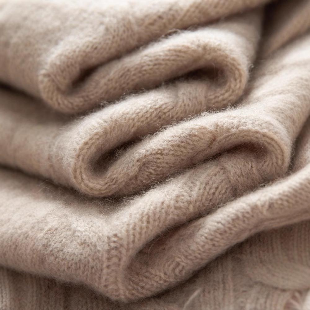 New Arrival Women's Color Block Cashmere Knit Sweater - Round Neck Long Sleeve Thick Pullover