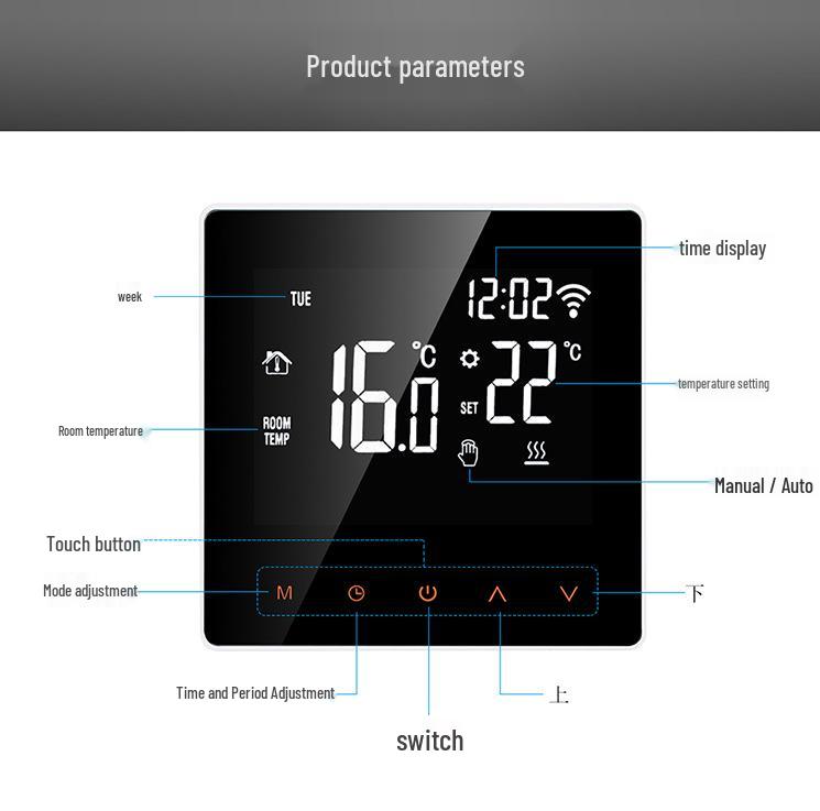 Graffiti Smart WiFi Thermostat for Floor Heating, Wall-mounted Boiler, Voice & App Control, LCD Temperature Panel