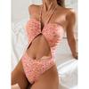 Sexy One-Piece Swimsuit Floral Halter Neck Beach Sand Design Baring Belly Cross-Border New Arrival Women's Swimwear