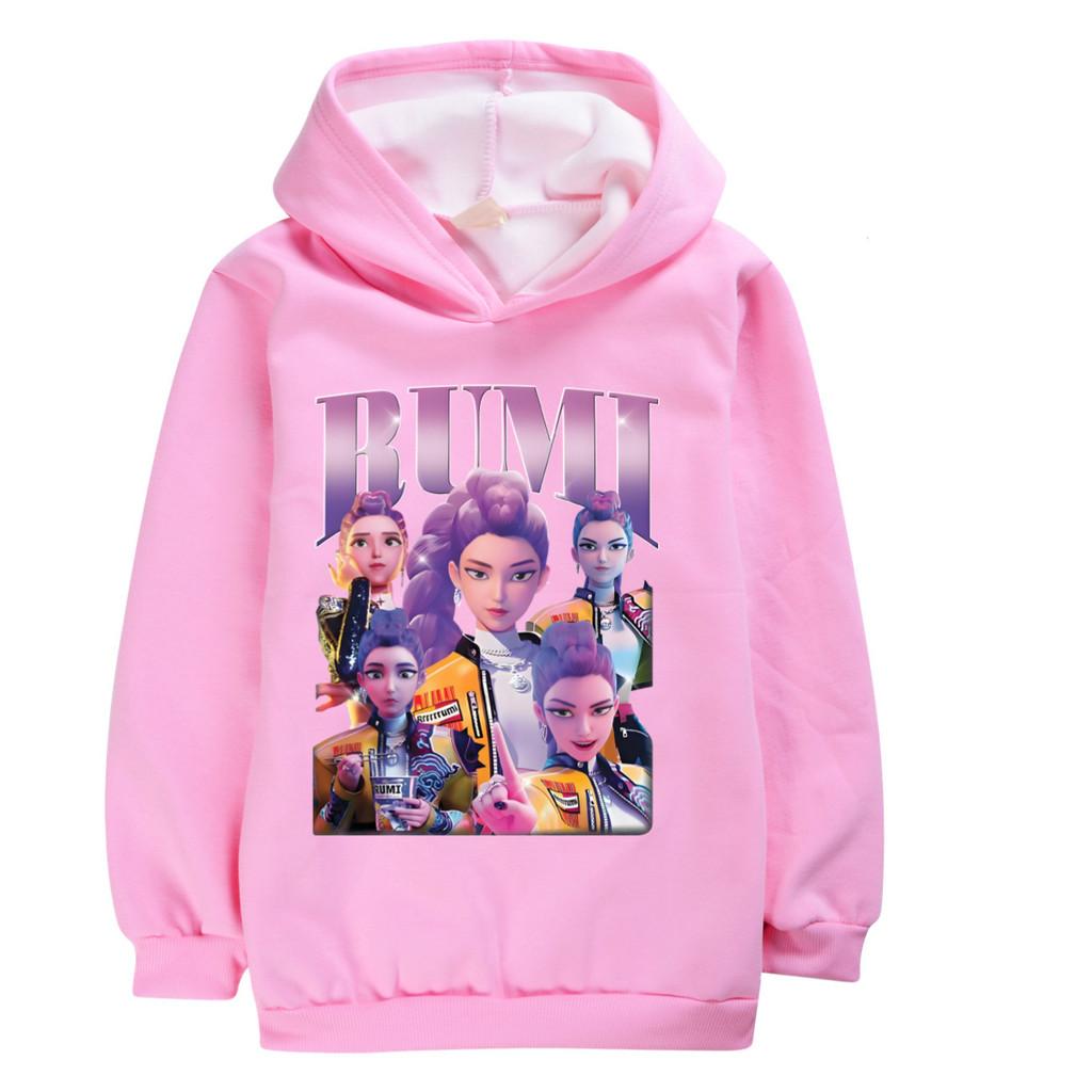 4996 Rumi Print Hoodies Kids Girls Kpop Rumi Zoey Mira Long Sleeves Velvet Warm Winter Hoodie