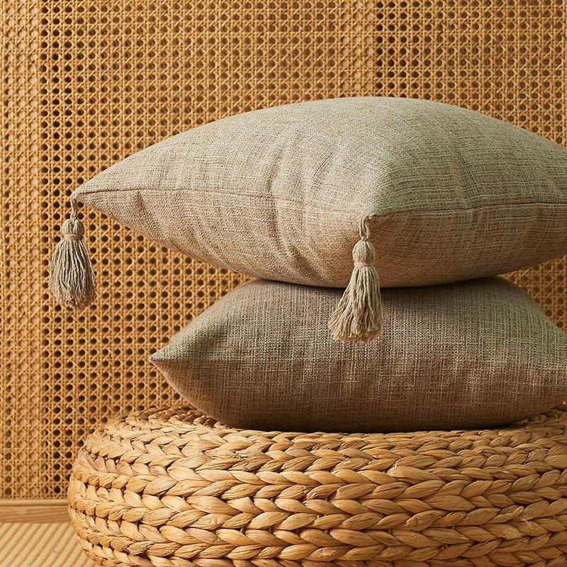 45x45cm Textured Throw Decorative Pillow Covers Square Accent Solid Cushion Cover Cozy Farmhouse Linen Pillow Case with Zipper