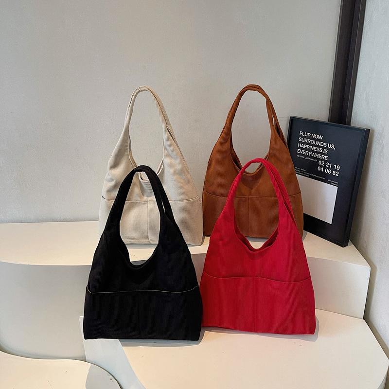 2025 Women's Retro Corduroy Tote: Large-Capacity, Single-Shoulder, Versatile Commuter Bag