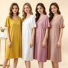 Damen Sommer Modal Pünktchen Rüschen Kurzarm Midi Kleid Übergröße Schmeichelnd Lockerer Schnitt Nachthemd Lässiges Nachthemd Loungewear Kleider