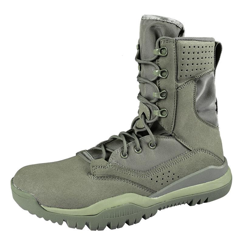 Fashion Quality Hiking Boots Men Lightweight Damping Climbing Combat Shoes Outdoor Women High-Top Black Leather Desert Tactical Boots