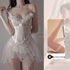 Sensual Lace-Up Mesh Nightgown - Sexy See-Through Camisole Dress for Women
