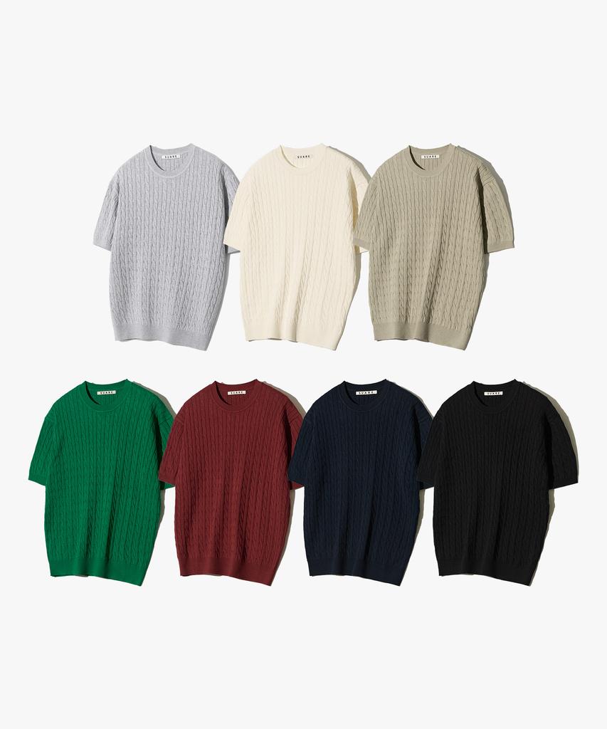 SUARE Washable Cable Short Sleeve Knit - 16 Colors