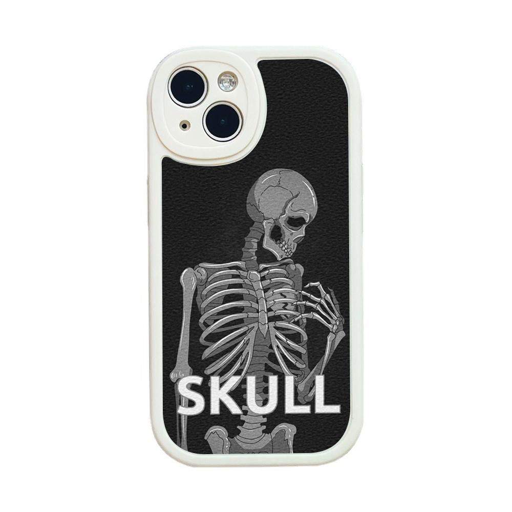 Grim Reaper Skull Skeleton Moblie Phone Case for Iphone 15 promax 12 13 pro 14 Pro  mini plus Lambskin Protective black Covers