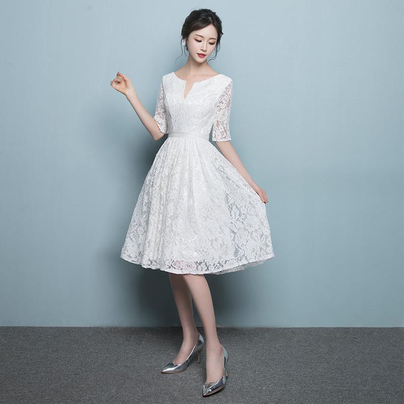 Spring New Student Medium and Long Party Party Dress Dress Slim Wedding Dress