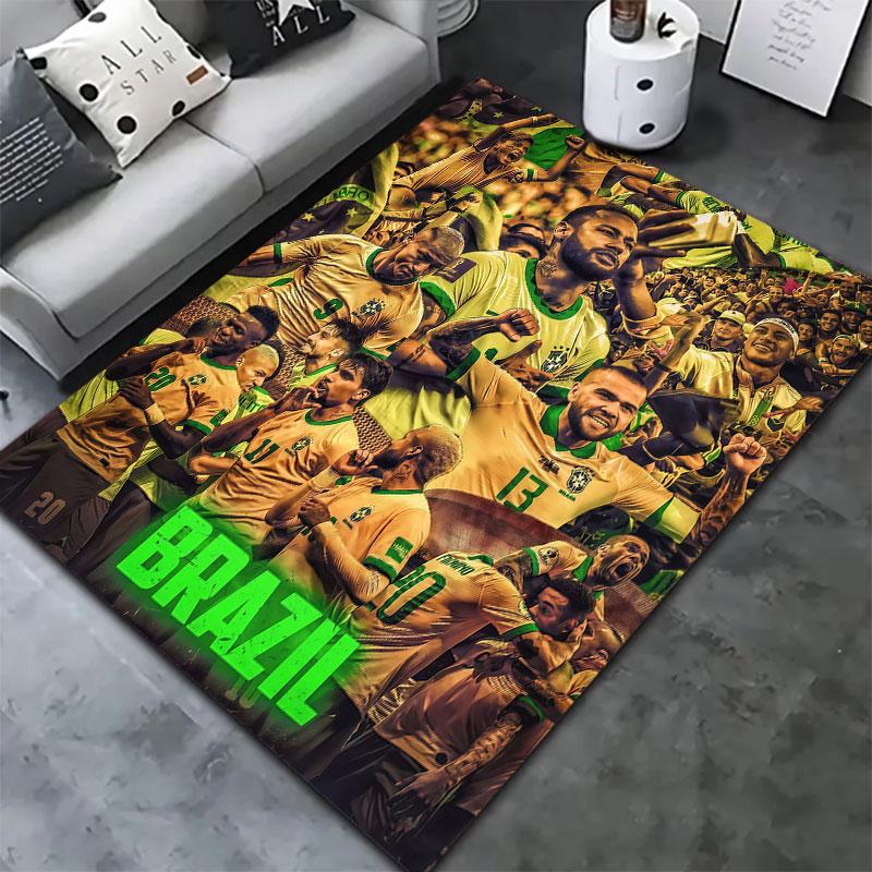 Brazil National Football Team Carpet Rug for Living Room Bedroom Home Sofa Decoration,Kids play Non-slip Floor Mat