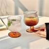 Ins Niche Retro Brown Bottomed Waist Cinching Glass Cup, Beverage Juice Water Cup, Whiskey Glass, Ice Chromium Cup,Household Use