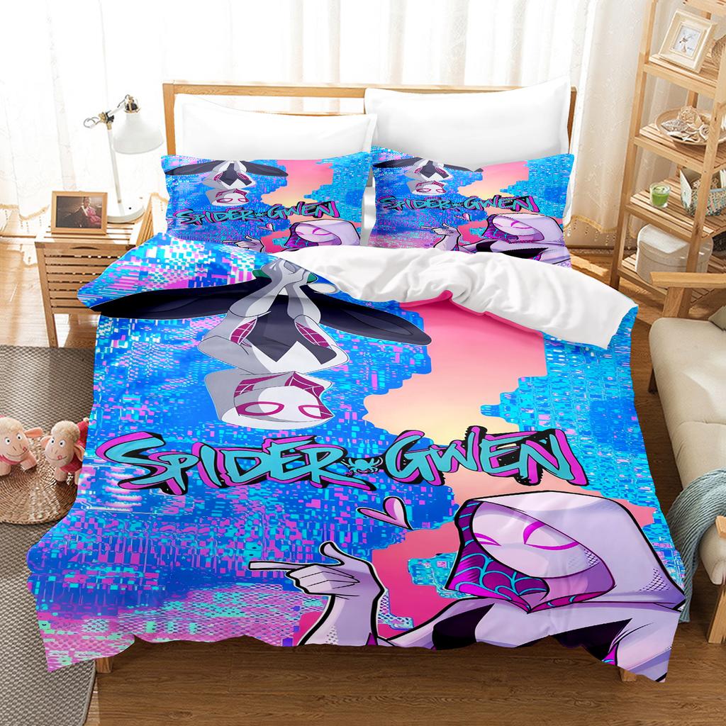 Spider-Man Gwen 3-delig 1 Dekbedovertrek Eén Delig Beddengoed Set Comforte Luxe Verfijnd Verjaardagscadeau 100% Polyester Huisdecoratie