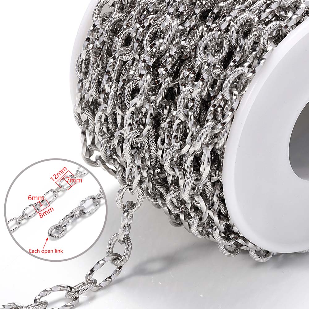 20Meters/Roll 1M No Fade Stainless Steel Chain Multi Sizes Basic Chains for Jewelry Making DIY Bracelet Necklace Chain Wholesale