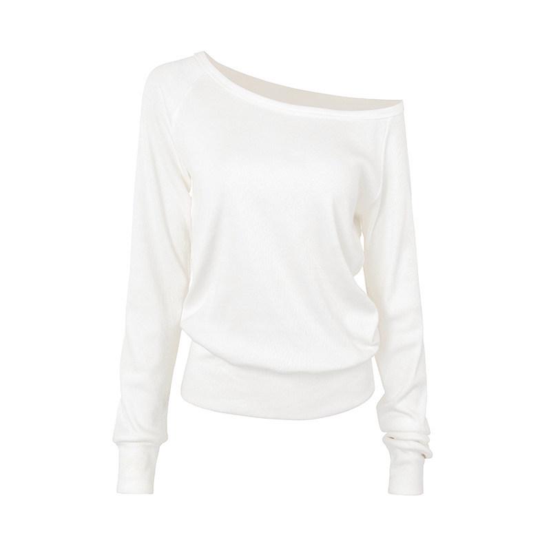 2025 Spring Women's Versatile Slimming Off/One-Shoulder Long-Sleeve T-Shirt