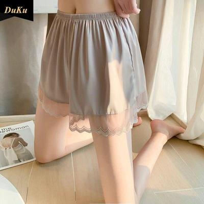 Leggings Women's Summer Thin Lace Lace Loose High Waisted Large Size Anti-slip Three Quarter Silk Pants