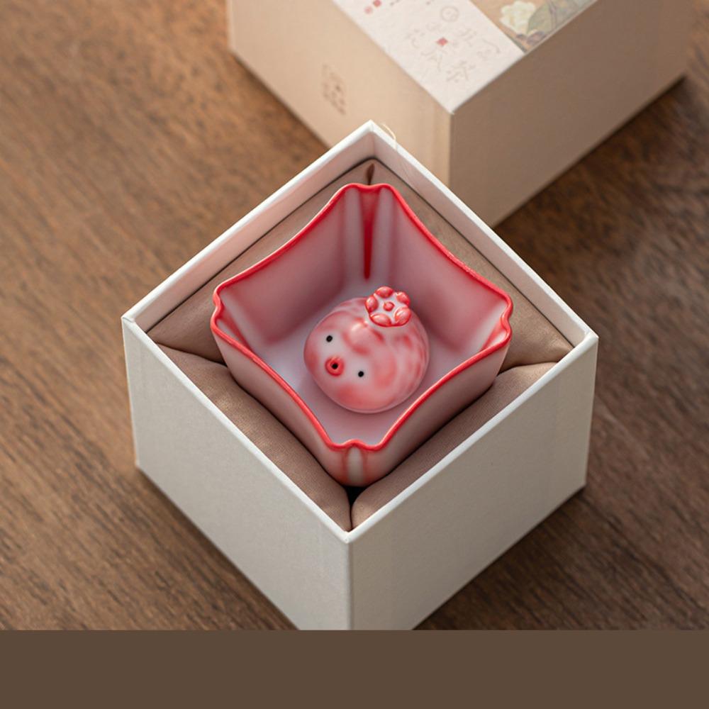 Funny Cartoon Bubble Fish Bubbling Tea Pet Spit Bubbles Reusable Ceramic Tea Cup Gift Pink Tea Figurine for Tea Lovers