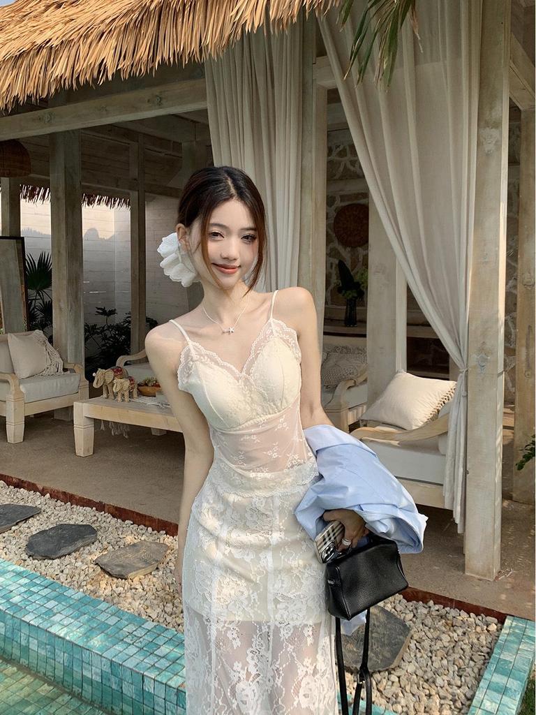 Women's Blue Spliced Lace Shirt Jacket - 2025 Korean Design, Loose Fit, Sun Protection for Summer