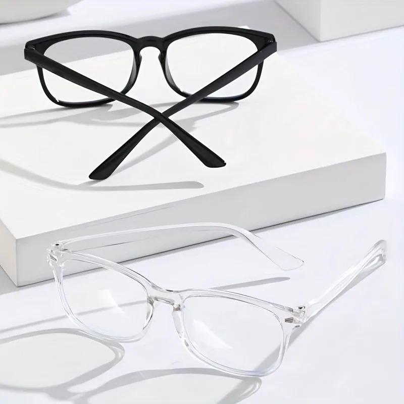 Lightweight PC Frame Glasses - Square Minimalist Blue Light Blocking Lenses, Anti-Fatigue Full Frames for Daily/Casual Wear