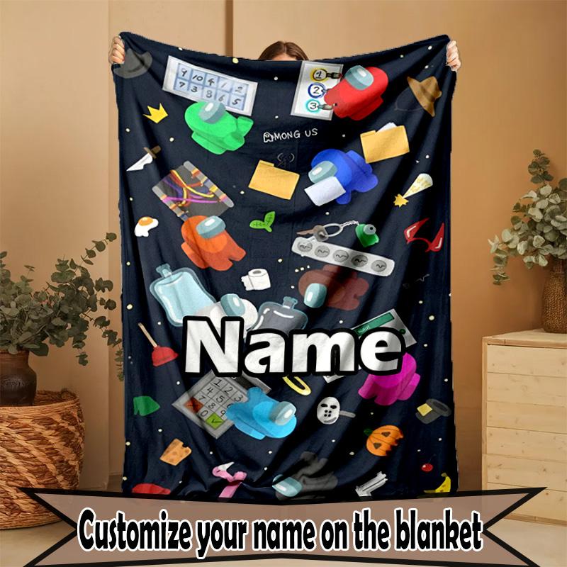 Custom Name Personalized Among Us Print Blanket, Home Decor, Bedroom, Sofa, Camping, Couch, Gifts for Birthday ChristmasEnthusiasts