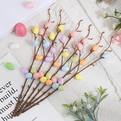 35CM Length Easter Egg Branch Artificial Egg Design Artificial Branch Branch Shape Fake Bouquets Vase Ornament Home Decor