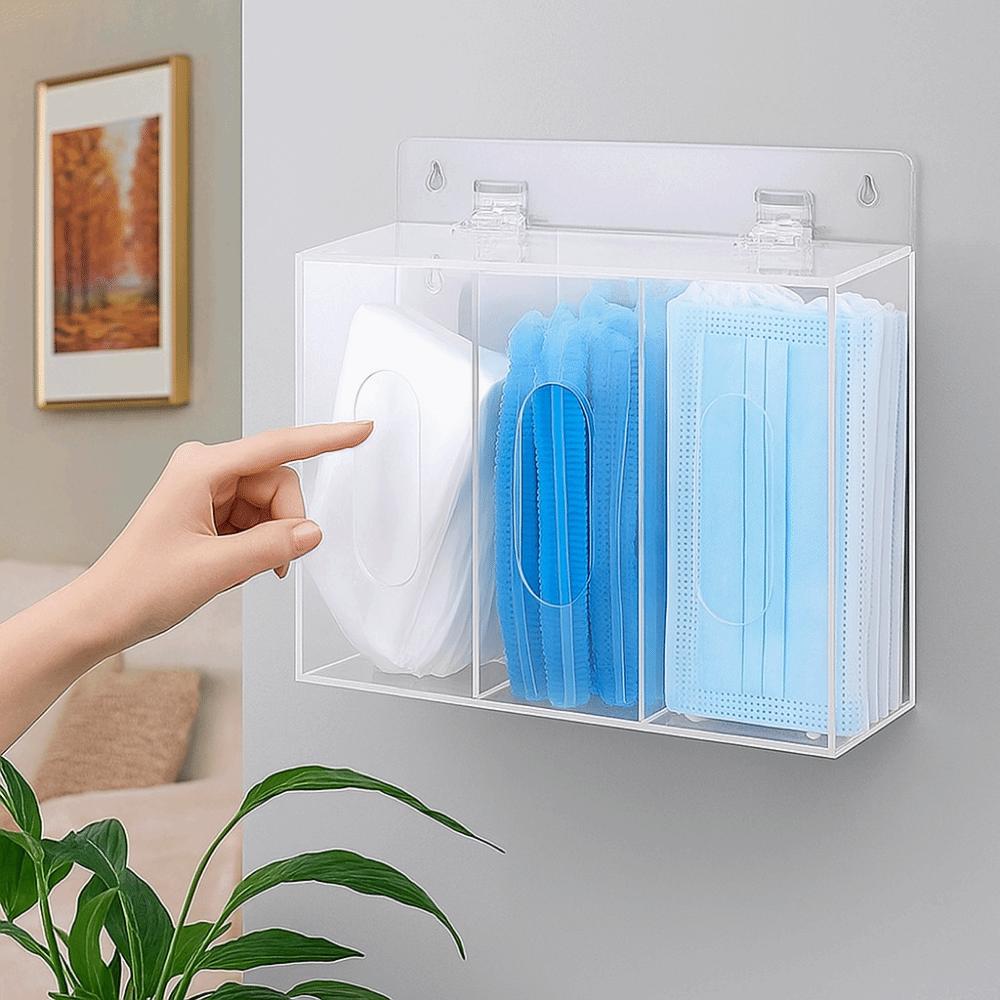 Wall Mounted Acrylic Glove Holder Transparent Gloves Dispenser Box Mask Storage Box  Office