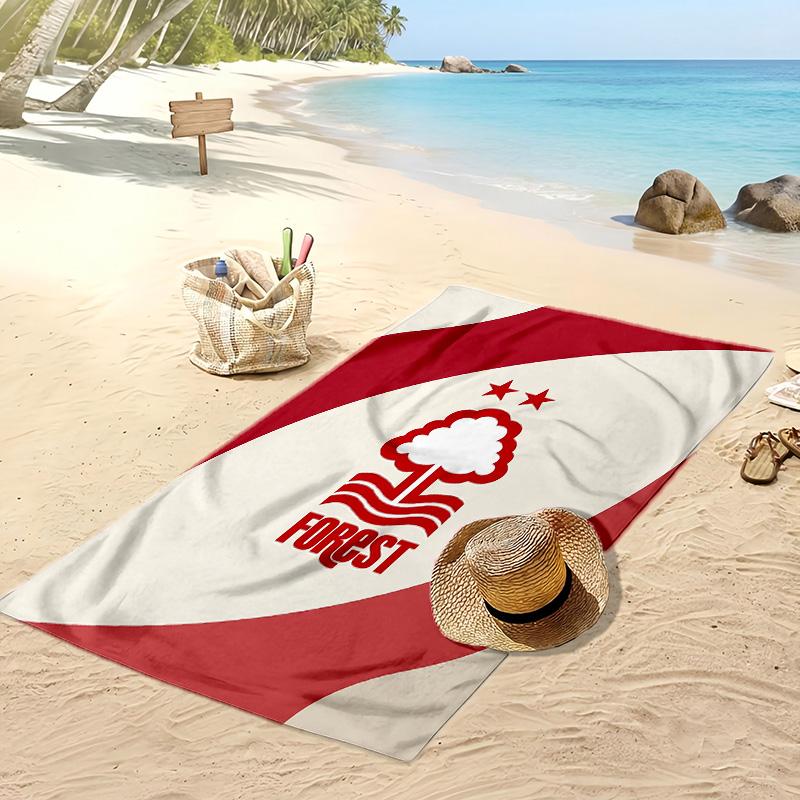 Prosop de Plajă cu Imprimeu Fotbal Nottingham Forest, Prosop Mare Moale cu Uscare Rapidă pentru Plajă Camping Piscina