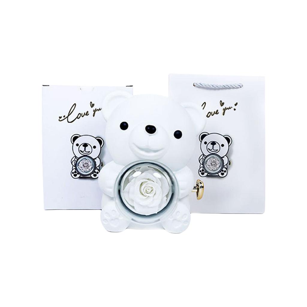 Romance Bär Geschenkbox mit konservierter Rose Elegant für Valentinstag Muttertag Hochzeiten Jubiläen Verschiedene Farben