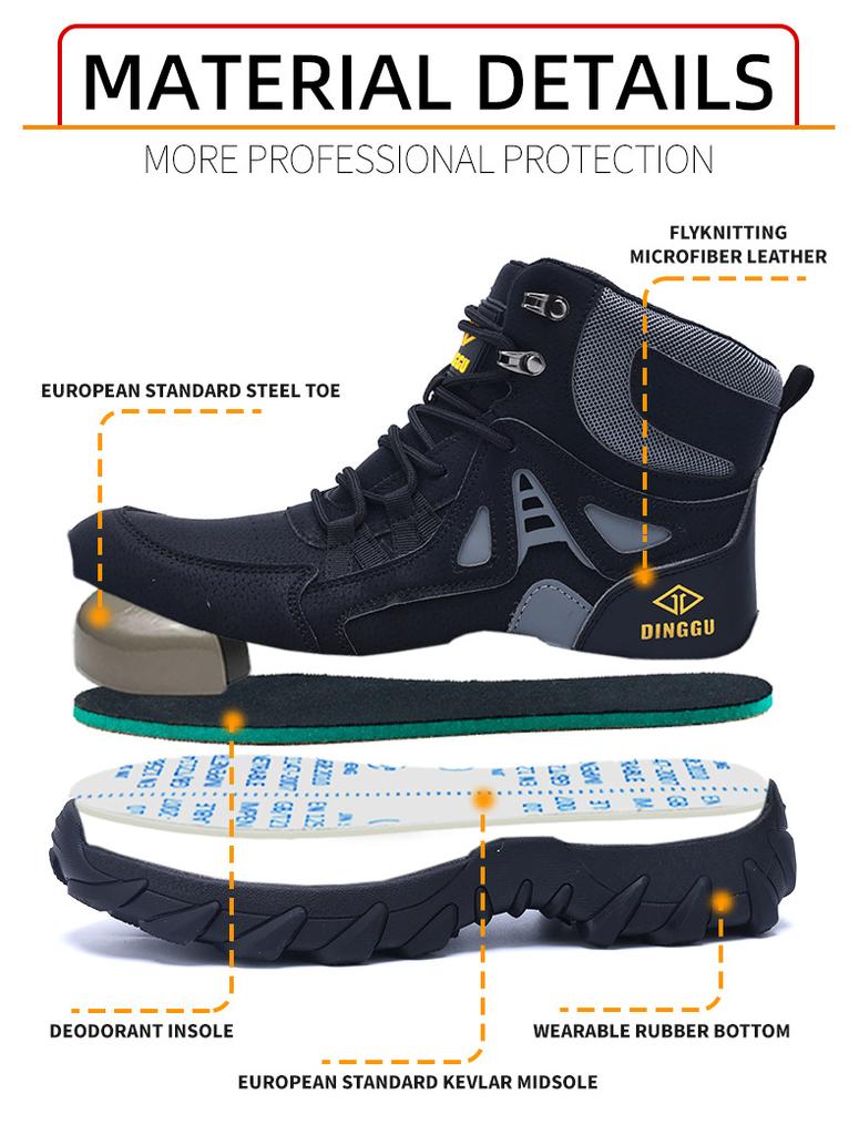 High Top Steel Toe Safety Work Boots for Men Industrial Construction Lightweight Work Sneakers Anti Puncture Safety Shoes 48