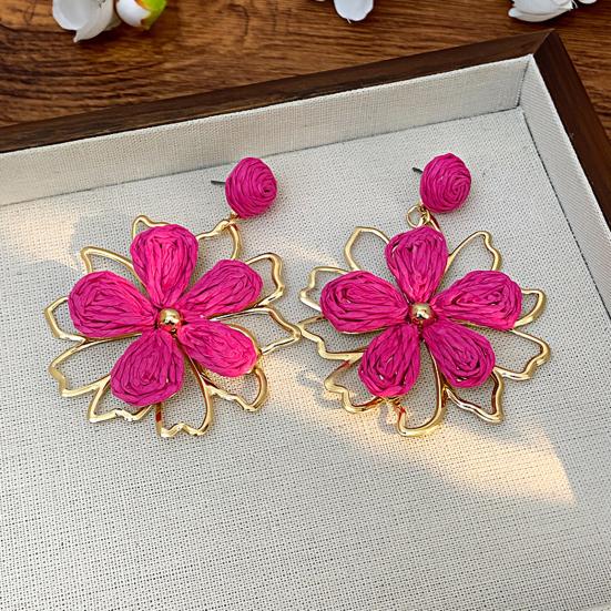 1 Pair Women Drop Earrings Flower-Shaped Sweet Stud Earrings Jewelry Gift Banquet Dance Party Dating Daily Wear