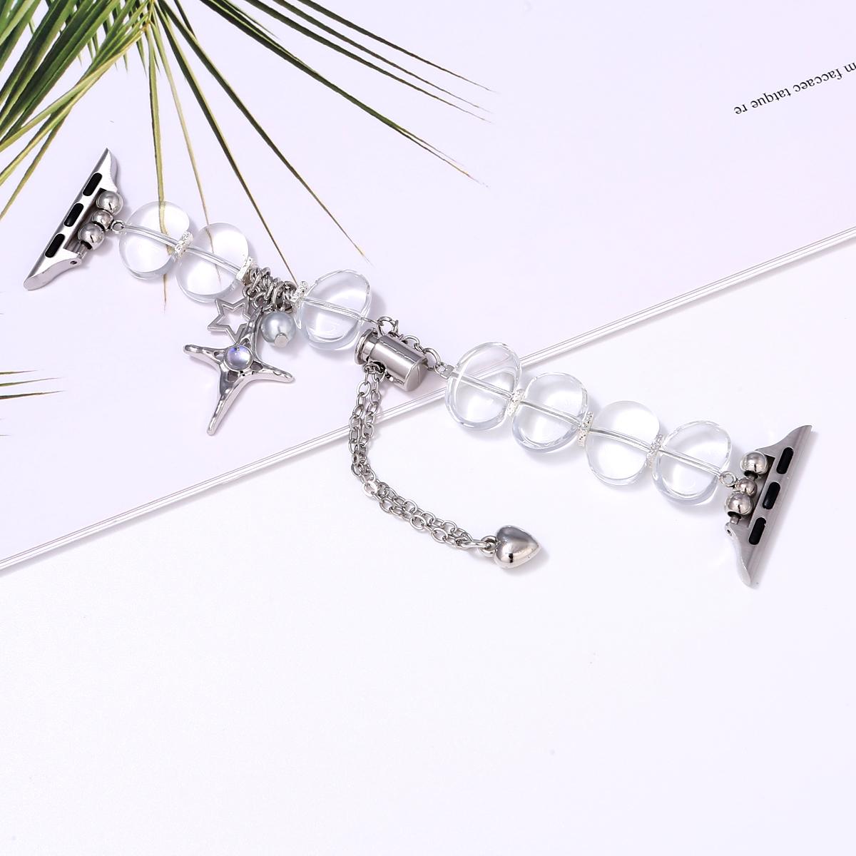 

Replacement Strap for Apple Watch Series 10 Ultra 9 8 7 SE 6 5 4 3 2 1 46mm 49mm 45mm 44mm 42mm Clear Pendant Decor Watch Band Style B