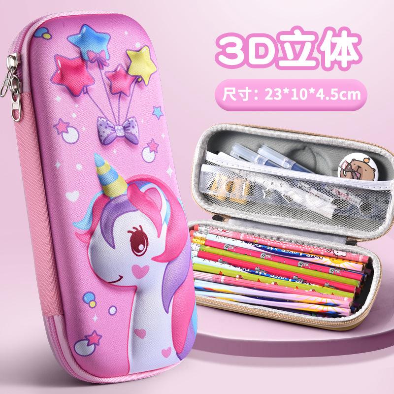 3D School Stationery Box Pencil Case - Girls' Cartoon Design - Large Capacity - Pencil Box For Students And Children - Gift For Kids