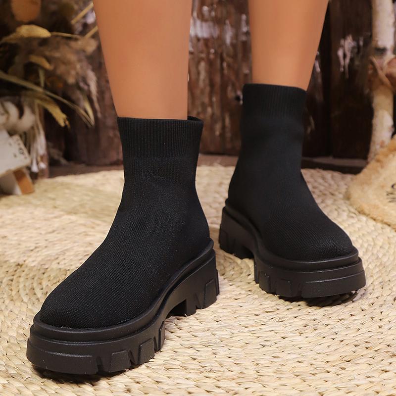 Fashion Fashion Knitting Platform Boots for Women Autumn Winter High Top Casual Socks Shoes Woman Thick Sole Non Slip Ankle Botas Mujer